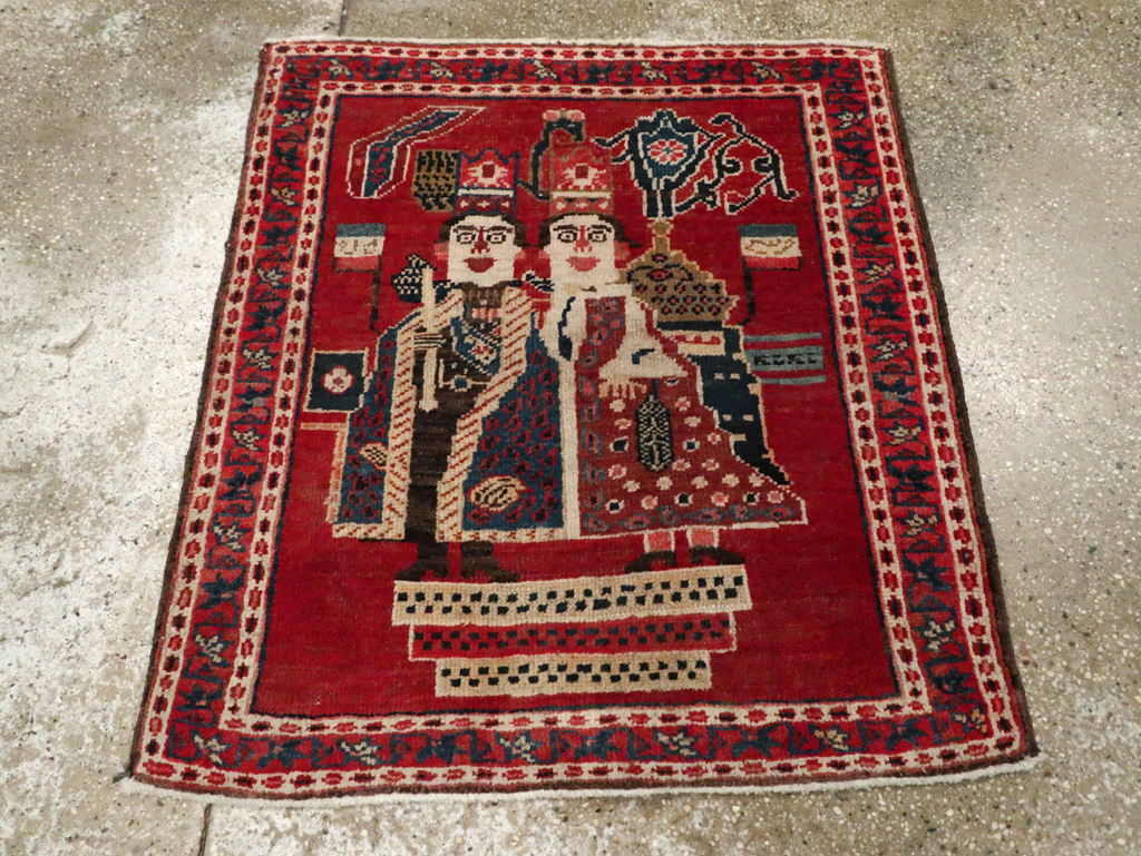 Antique Persian Heriz Pictorial Rug (Pair: 2 of 2), No.20092 - Gss