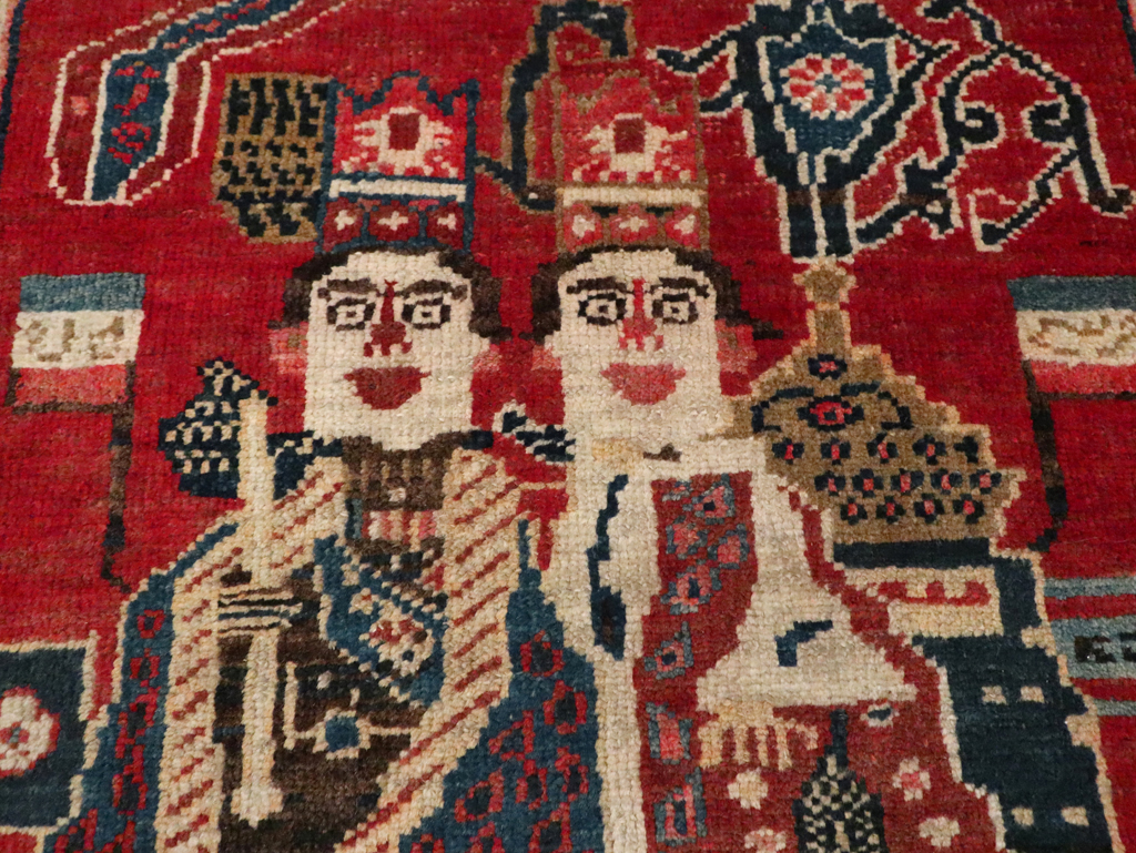 Antique Persian Heriz Pictorial Rug (Pair: 2 of 2), No.20092 - Gss