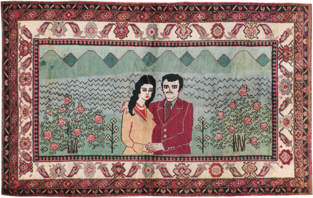 Vintage Caucasian Karabagh Pictorial Rug, No.20152 - Gss