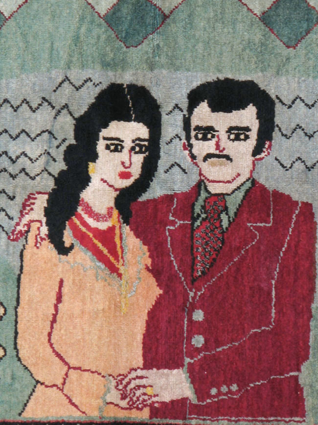 Vintage Caucasian Karabagh Pictorial Rug, No.20152 - Gss