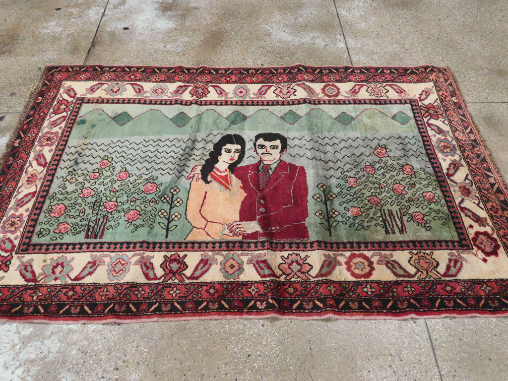 Vintage Caucasian Karabagh Pictorial Rug, No.20152 - Gss