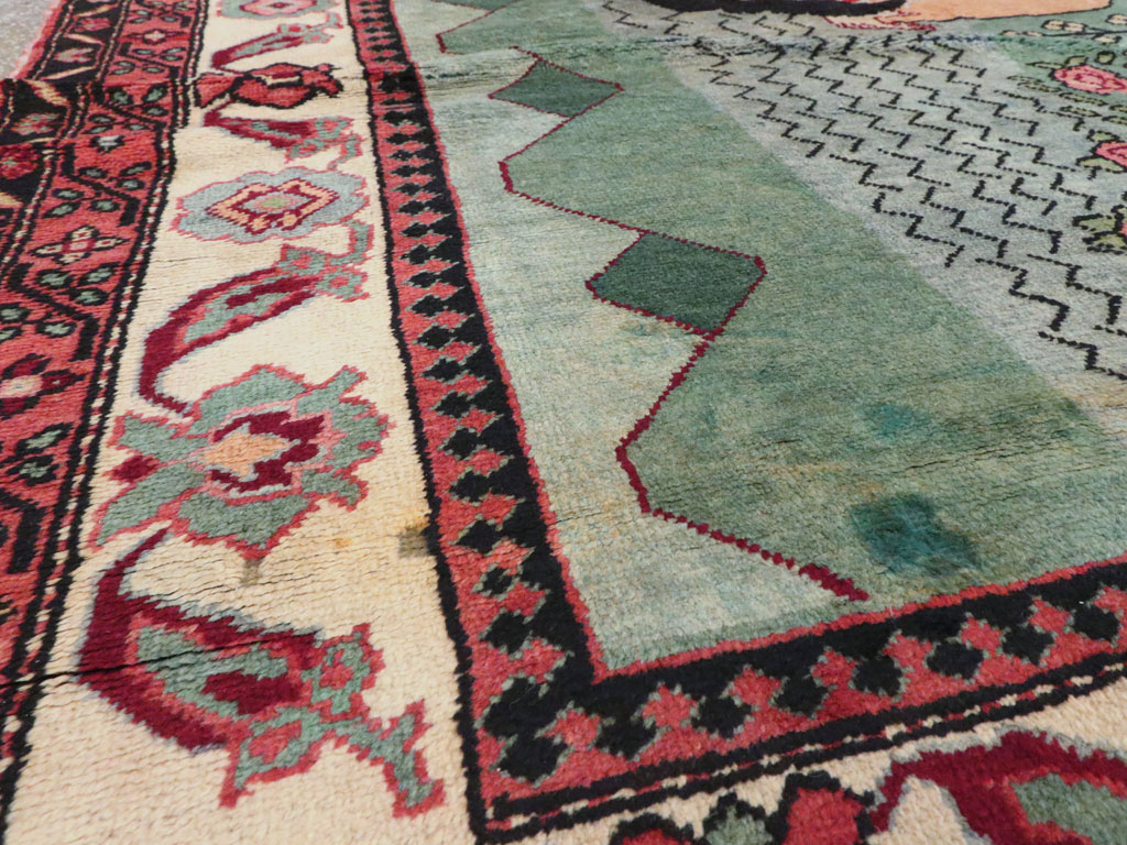 Vintage Caucasian Karabagh Pictorial Rug, No.20152 - Gss