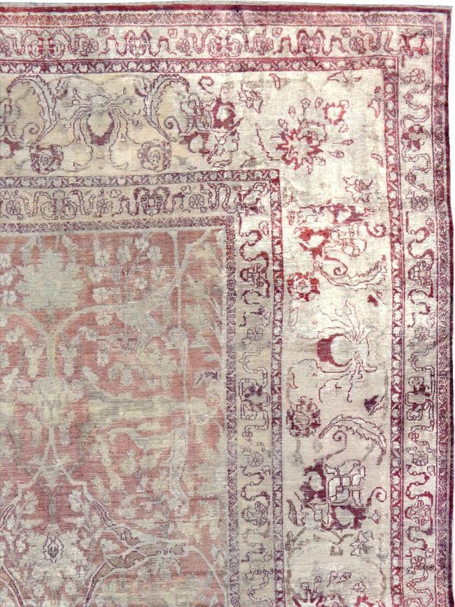 Antique Persian Silk Distressed Kashan Carpet, No.20182 - Gss