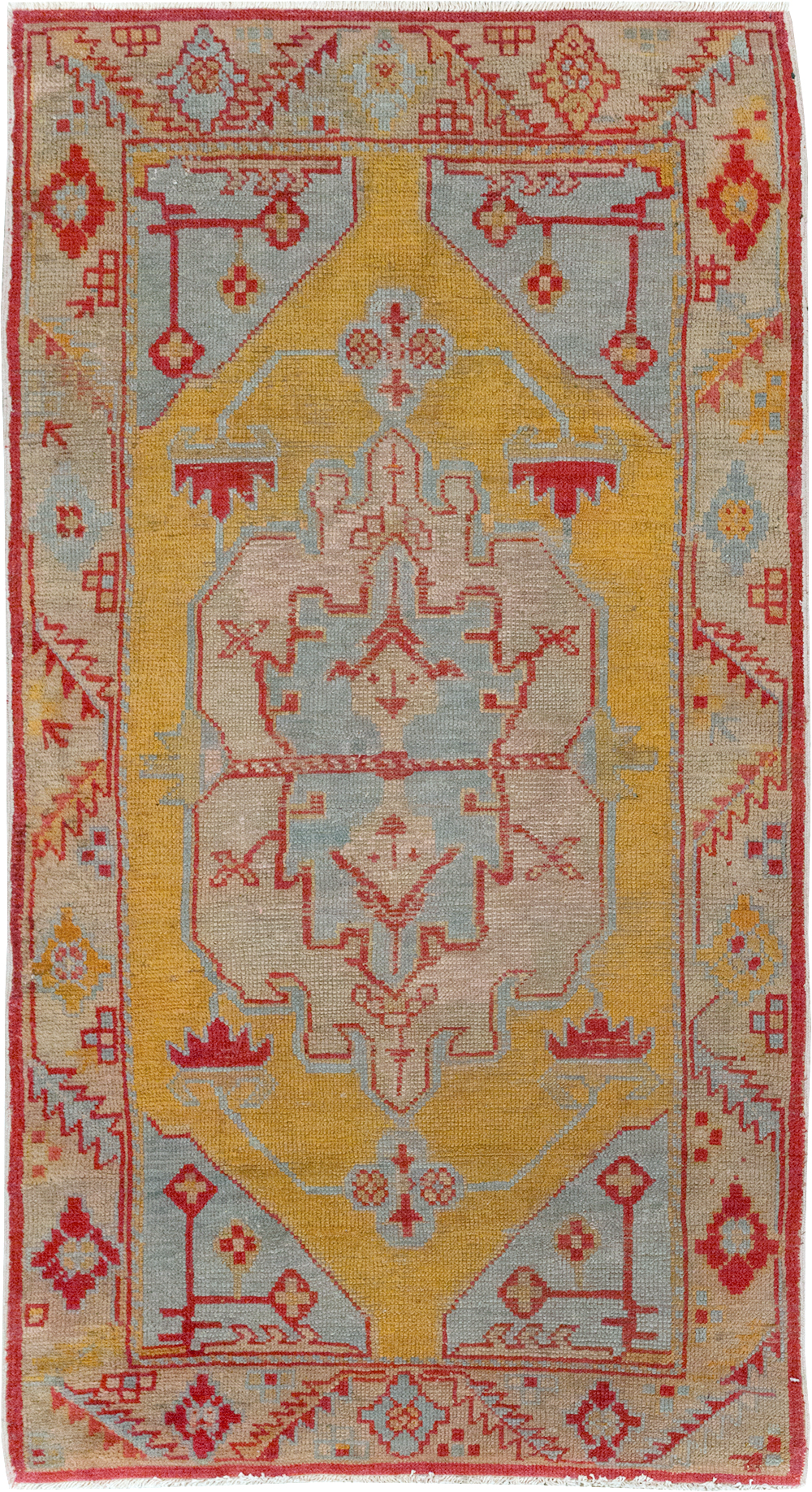 Vintage Turkish Oushak Throw Rug, No.20341 - Gss