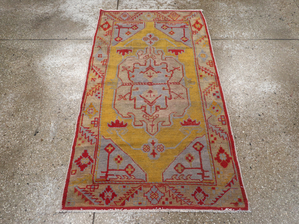 Vintage Turkish Oushak Throw Rug, No.20341 - Gss