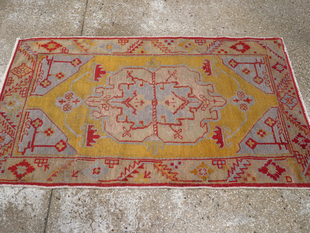 Vintage Turkish Oushak Throw Rug, No.20341 - Gss