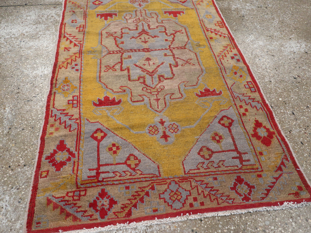 Vintage Turkish Oushak Throw Rug, No.20341 - Gss