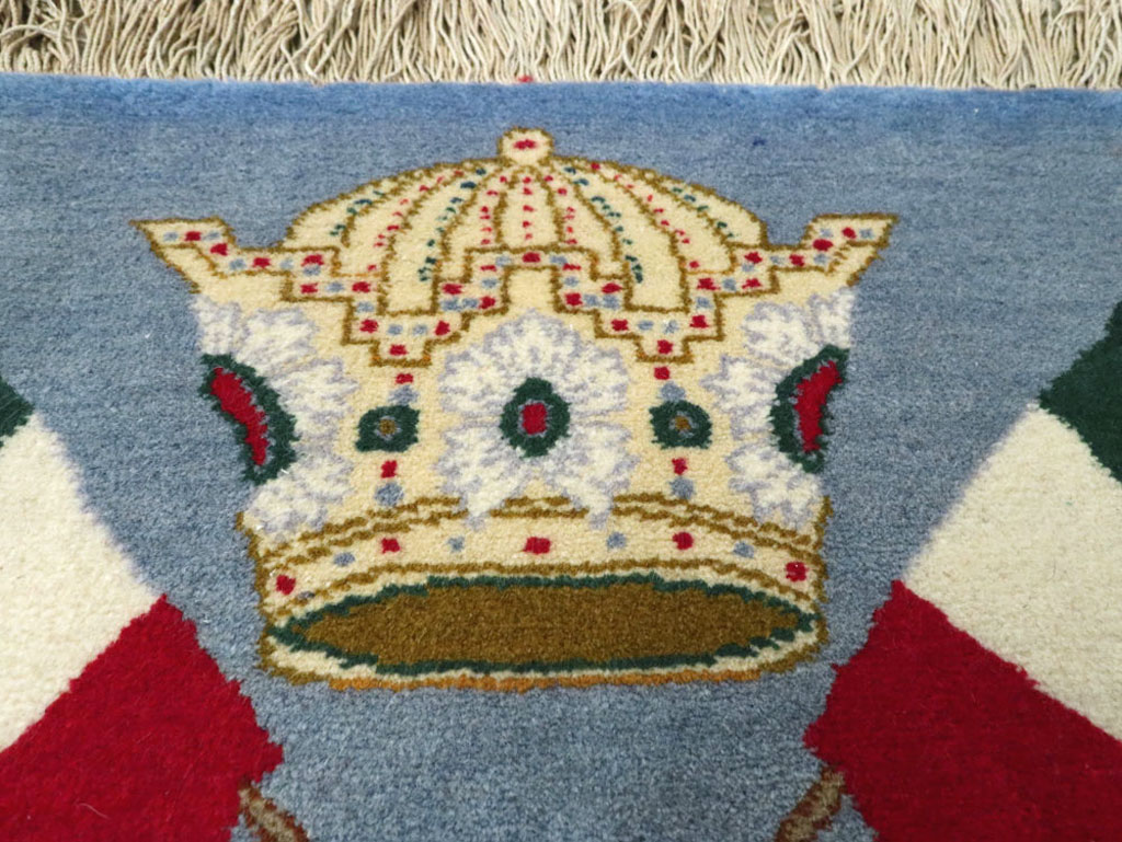 Vintage Persian Kashan Flag Pictorial Rug, No.20369 - Gss