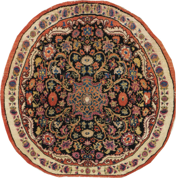 Antique Persian Tabriz Round Rug, No.20380 - Gss