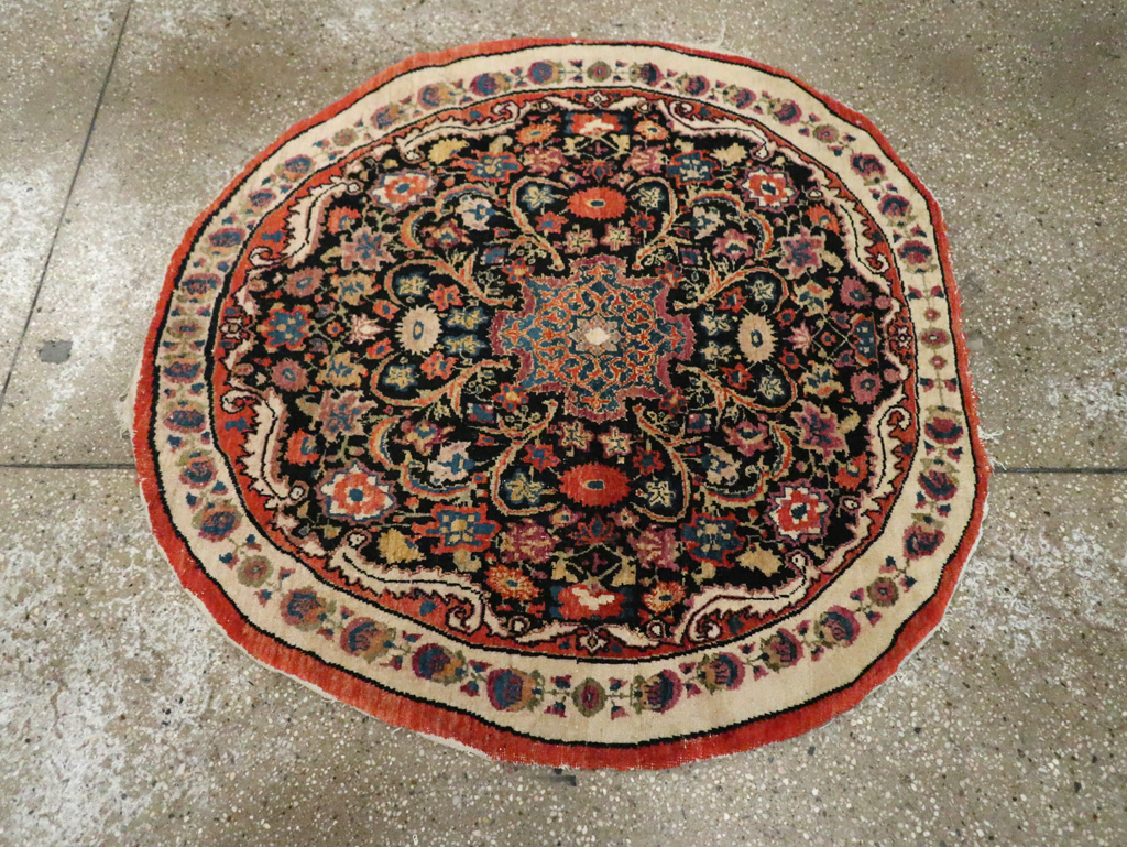 Antique Persian Tabriz Round Rug, No.20380 - Gss