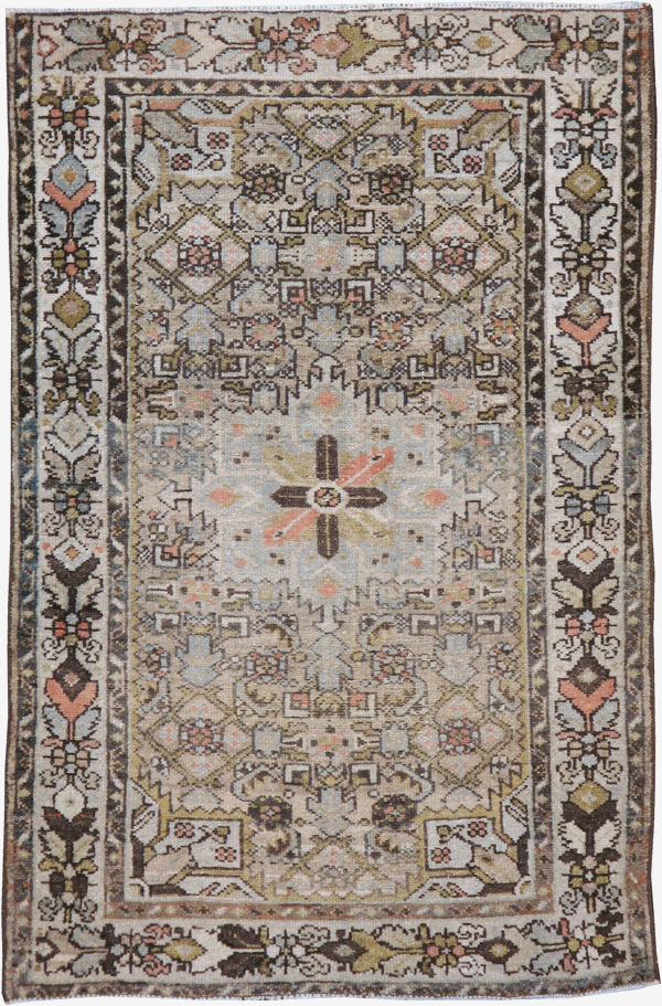 Antique Persian Malayer Throw Rug, No.20469 - Gss