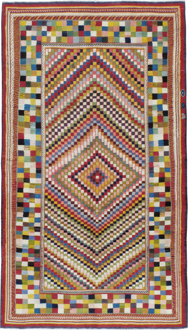 Vintage Persian Kashan Deco Rug, No.20477 - Gss