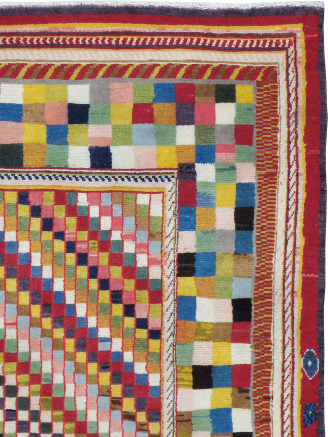 Vintage Persian Kashan Deco Rug, No.20477 - Gss