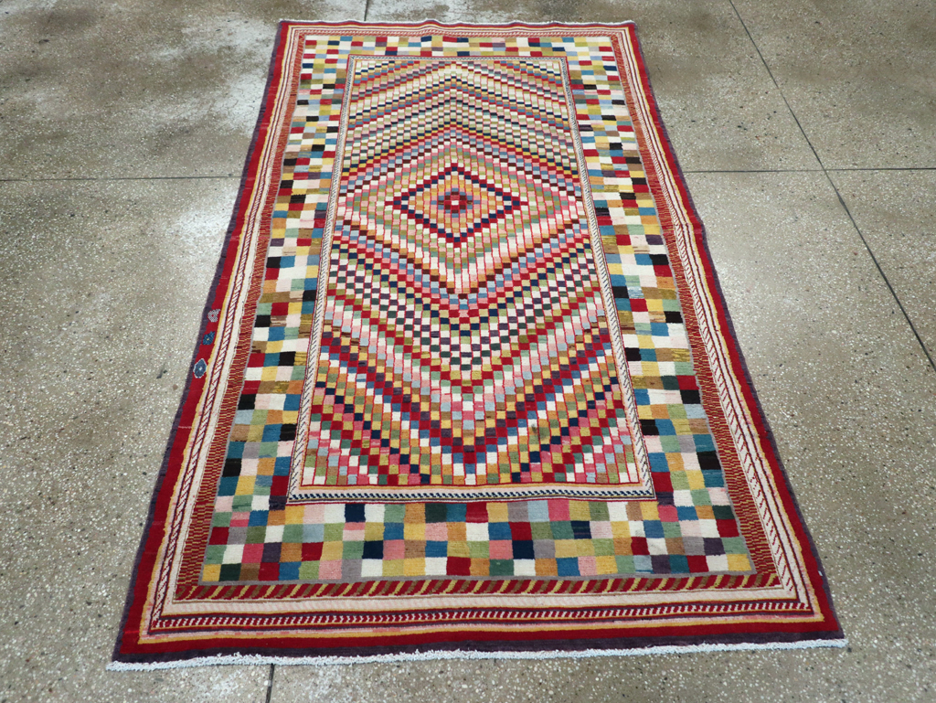 Vintage Persian Kashan Deco Rug, No.20477 - Gss
