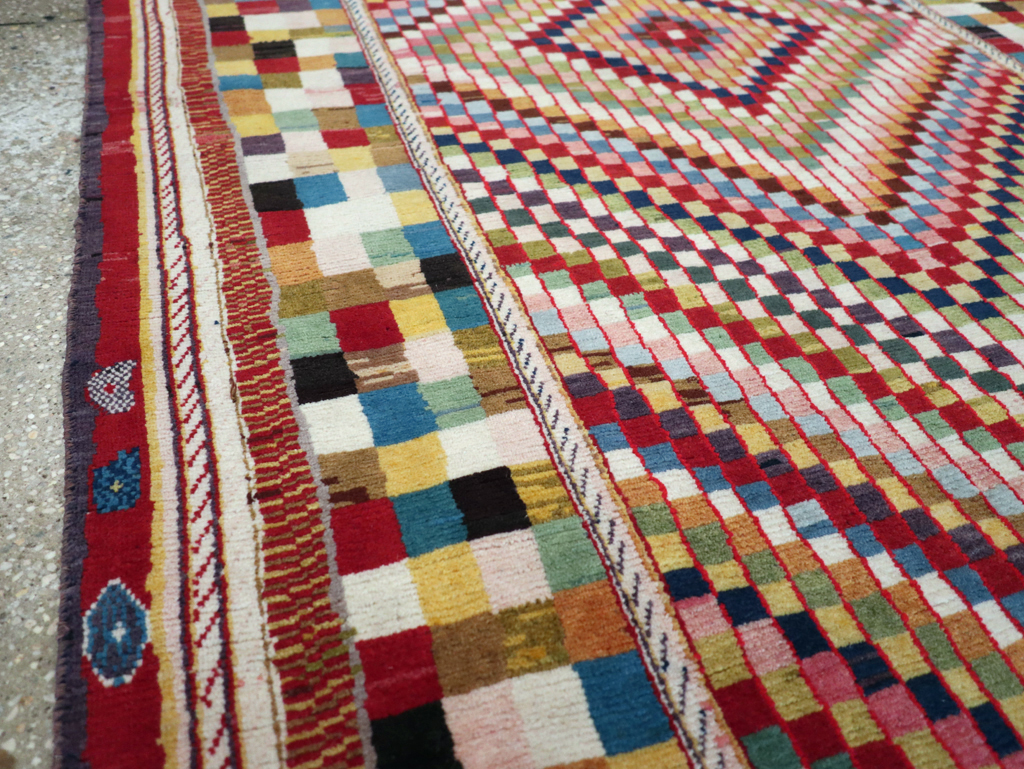 Vintage Persian Kashan Deco Rug, No.20477 - Gss