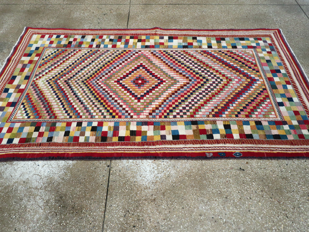Vintage Persian Kashan Deco Rug, No.20477 - Gss