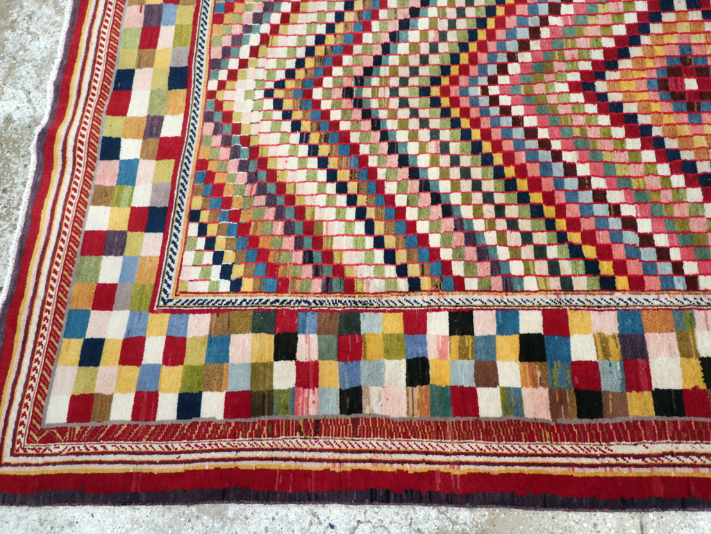 Vintage Persian Kashan Deco Rug, No.20477 - Gss