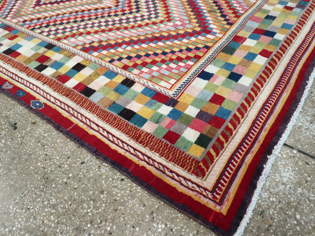 Vintage Persian Kashan Deco Rug, No.20477 - Gss