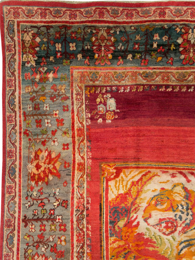 Antique Pictorial Oushak Carpet, No.20483 - Gss
