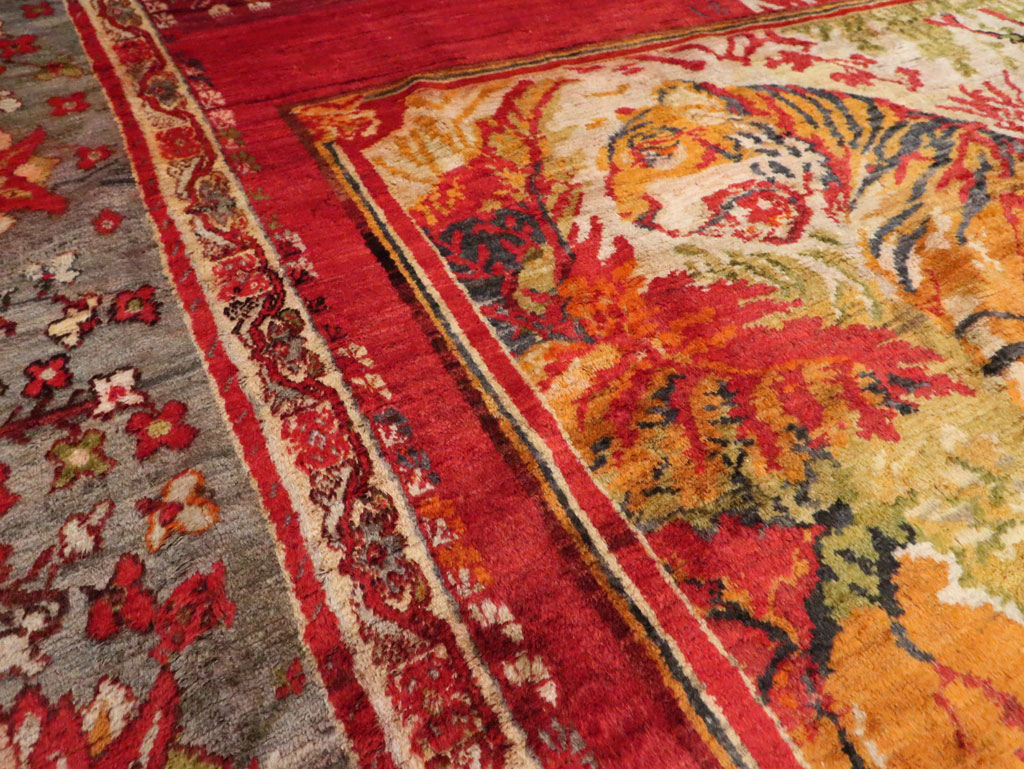 Antique Pictorial Oushak Carpet, No.20483 - Gss