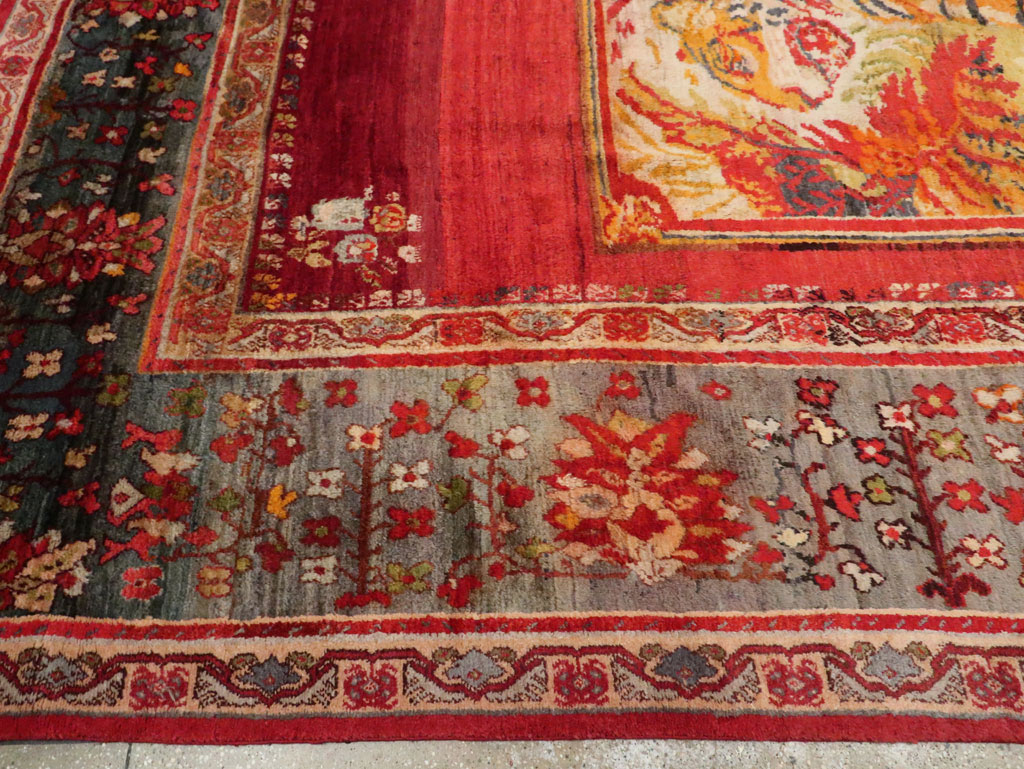 Antique Pictorial Oushak Carpet, No.20483 - Gss