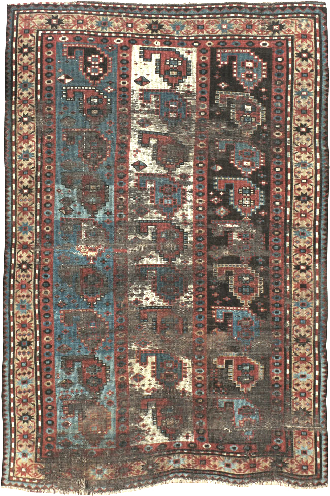 Antique Caucasian Kazak Distressed Rug, No.20515 - Gss