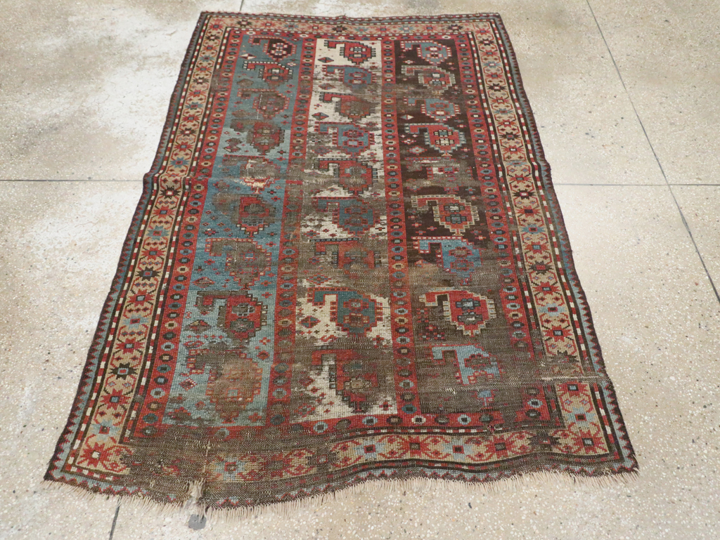 Antique Caucasian Kazak Distressed Rug, No.20515 - Gss