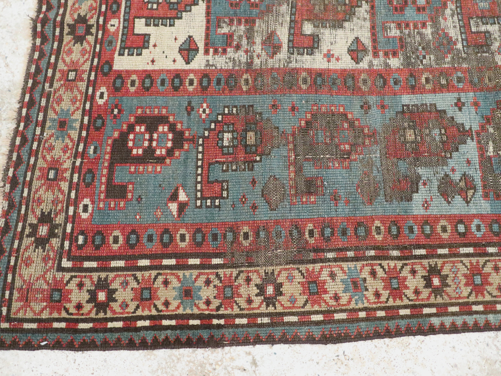 Antique Caucasian Kazak Distressed Rug, No.20515 - Gss
