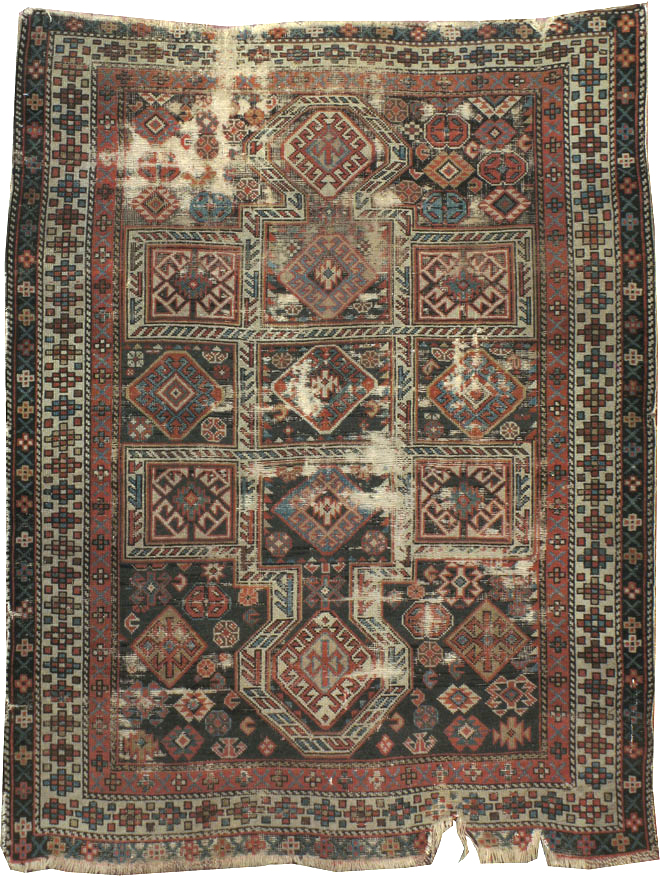 Antique Caucasian Shirvan Distressed Rug, No.20516 - Gss