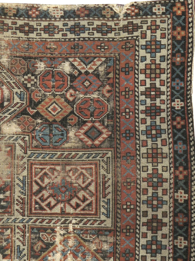 Antique Caucasian Shirvan Distressed Rug, No.20516 - Gss
