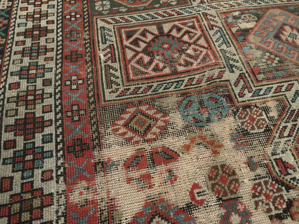 Antique Caucasian Shirvan Distressed Rug, No.20516 - Gss