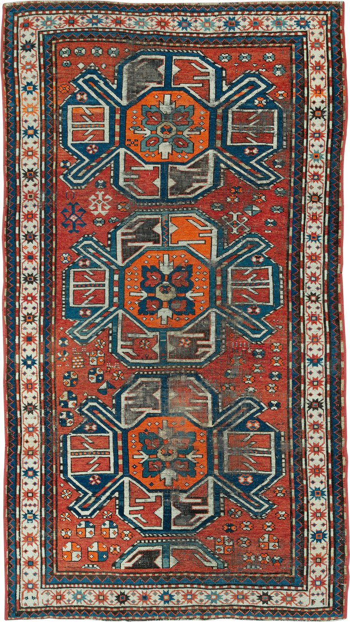 Antique Caucasian Kazak Distressed Rug, No.20529 - Gss