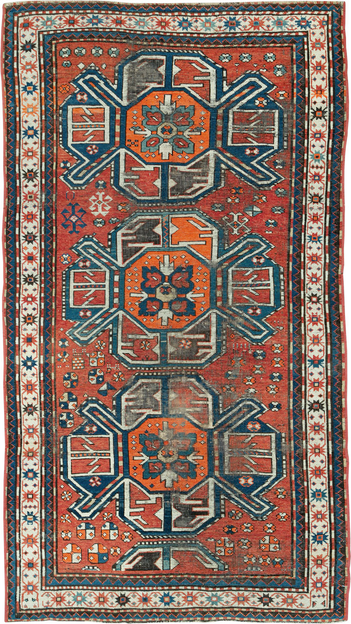 Antique Caucasian Kazak Distressed Rug, No.20529 - Gss