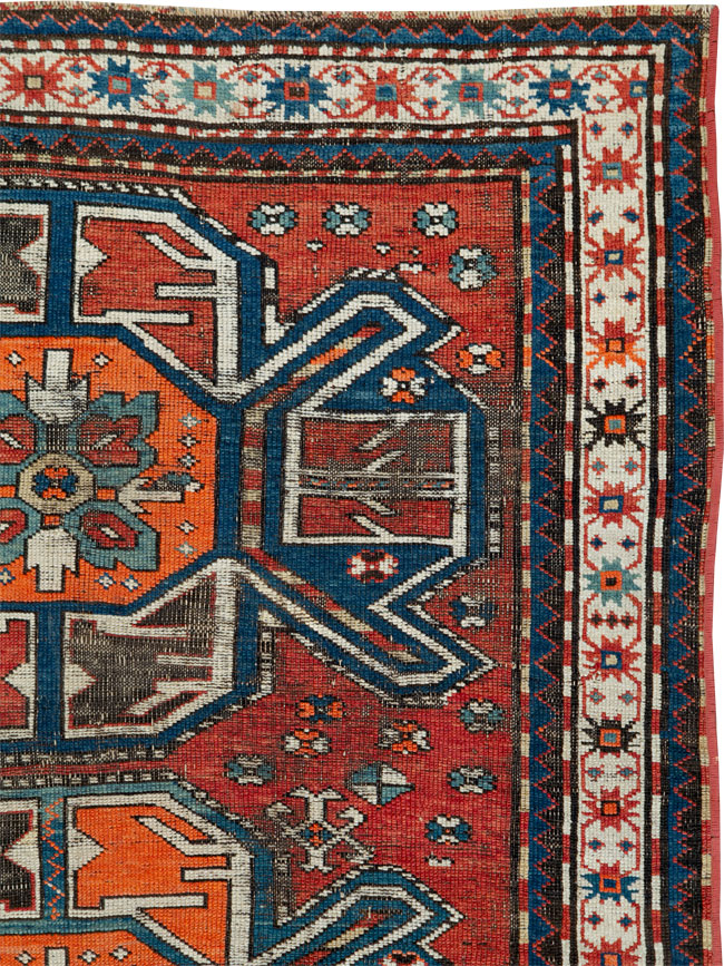 Antique Caucasian Kazak Distressed Rug, No.20529 - Gss