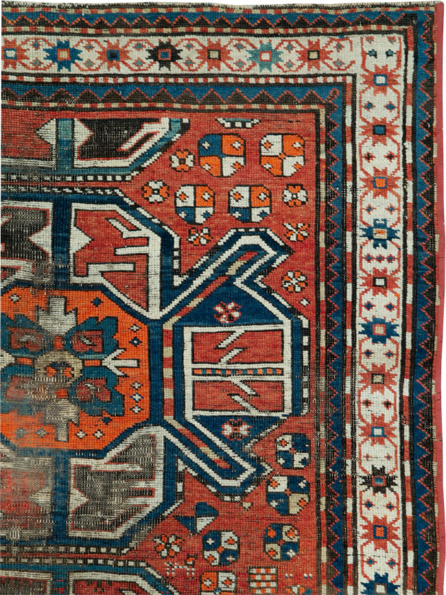 Antique Caucasian Kazak Distressed Rug, No.20529 - Gss