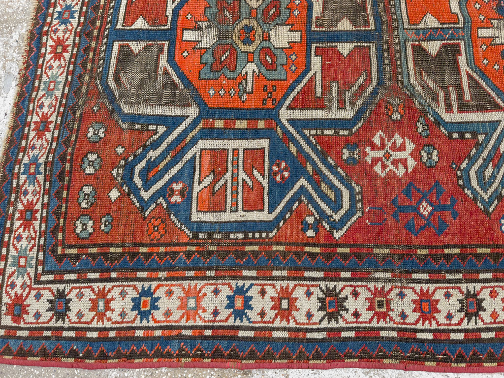 Antique Caucasian Kazak Distressed Rug, No.20529 - Gss