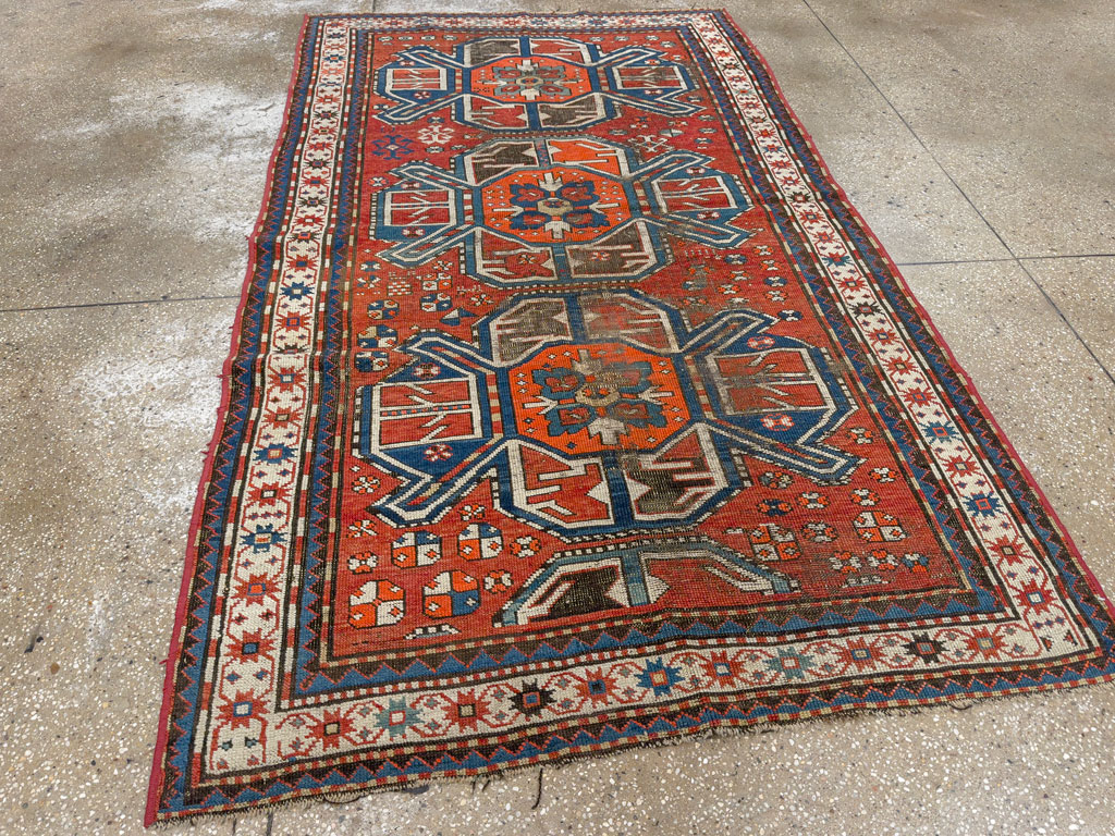 Antique Caucasian Kazak Distressed Rug, No.20529 - Gss