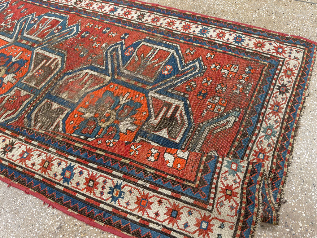 Antique Caucasian Kazak Distressed Rug, No.20529 - Gss