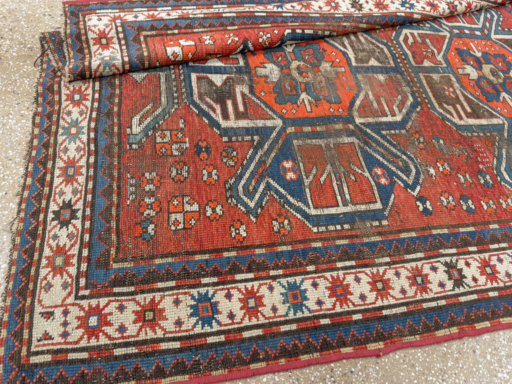 Antique Caucasian Kazak Distressed Rug, No.20529 - Gss