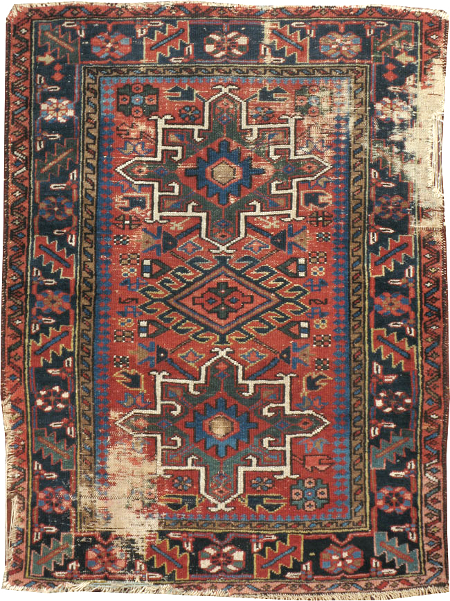Antique Persian Karajeh Distressed Rug, No.20530 - Gss