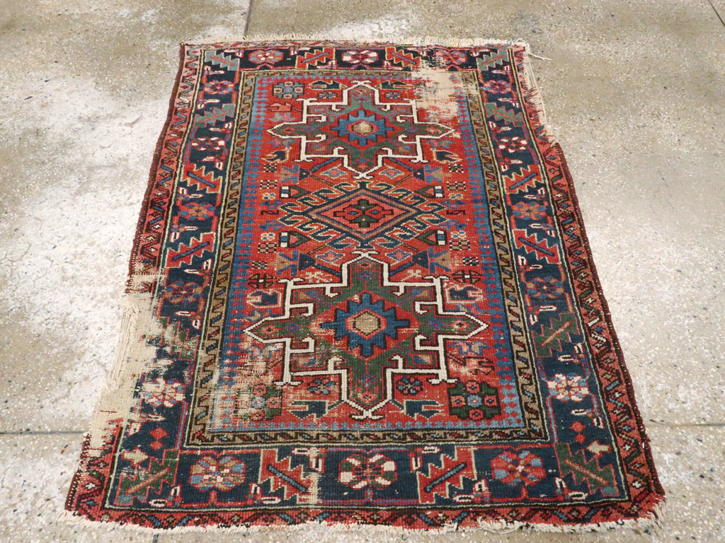 Antique Persian Karajeh Distressed Rug, No.20530 - Gss