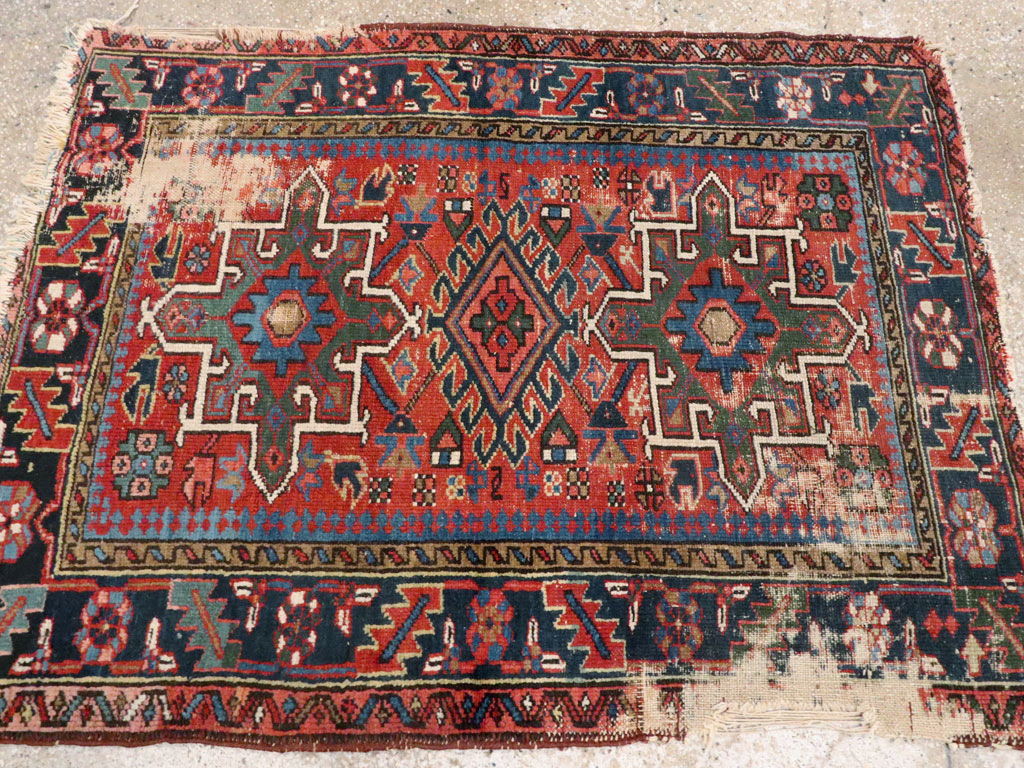 Antique Persian Karajeh Distressed Rug, No.20530 - Gss