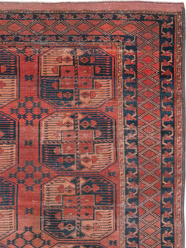 Antique Central Asian Turkoman Distressed Rug, No.20536 - Gss