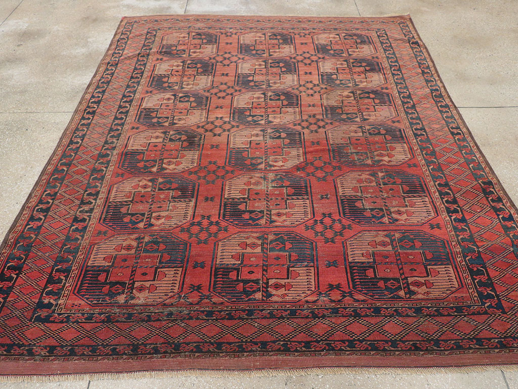 Antique Central Asian Turkoman Distressed Rug, No.20536 - Gss