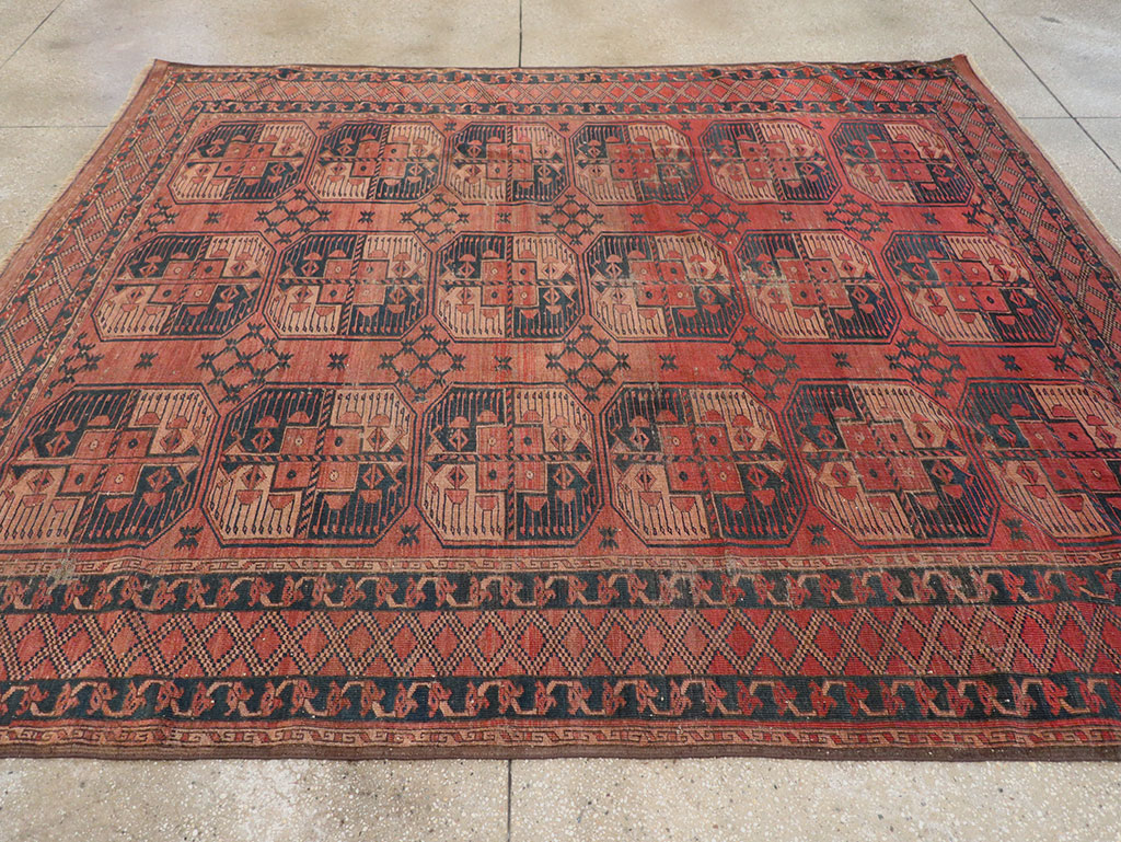 Antique Central Asian Turkoman Distressed Rug, No.20536 - Gss