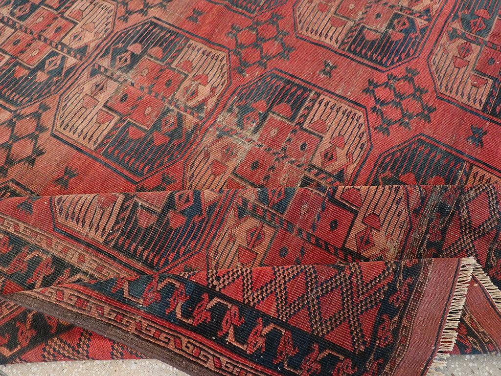 Antique Central Asian Turkoman Distressed Rug, No.20536 - Gss