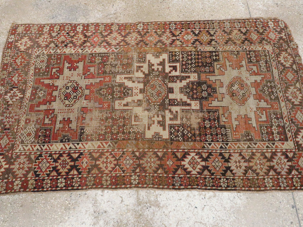 Antique Caucasian Kuba Distressed Rug, No.20547 - Gss