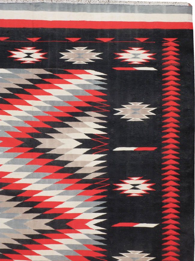 Vintage Indian Flat-weave Dhurrie Carpet, No.20550 - Gss