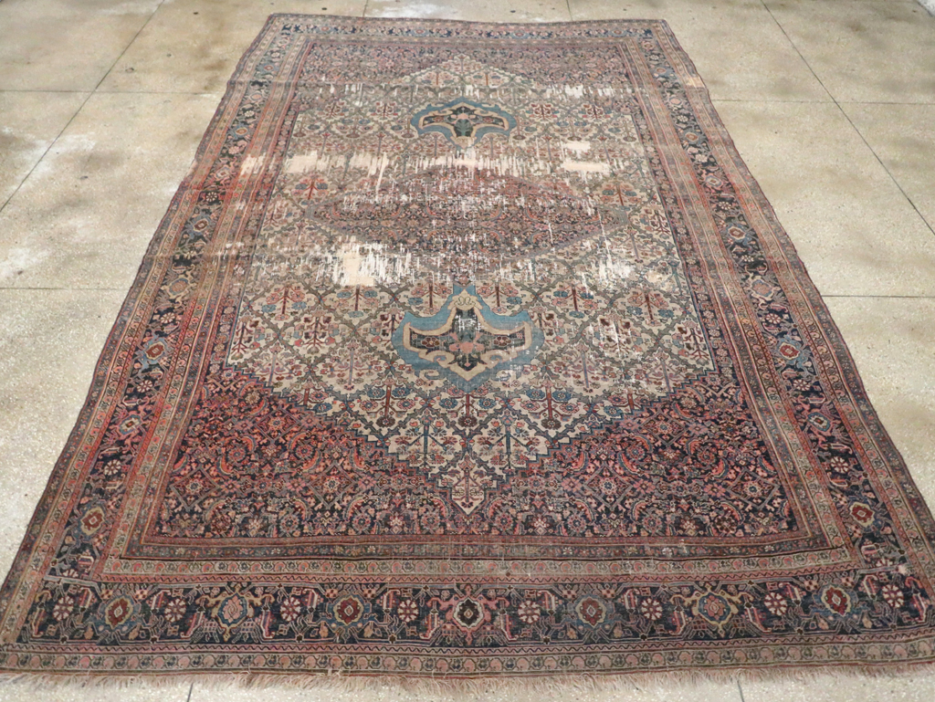 Antique Persian Bidjar Distressed Carpet, No.20569 - Gss