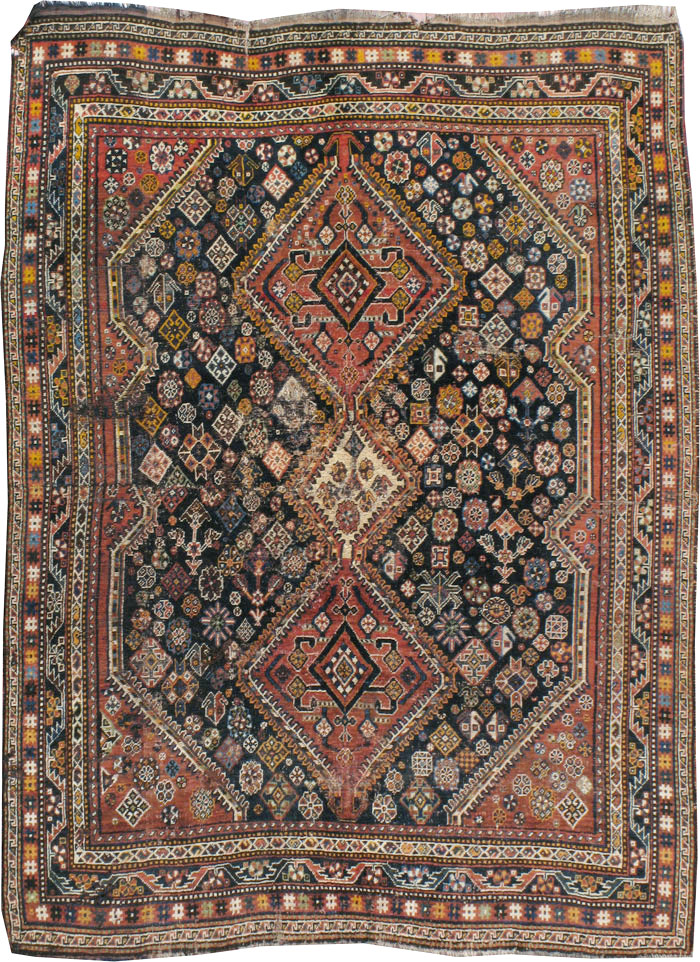 Antique Persian Shiraz Distressed Rug, No.20573 - Gss
